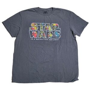 Star‎ Wars In A Galaxy Far Far Away Men's Gray T-Shirt Colorful Logo Size XL